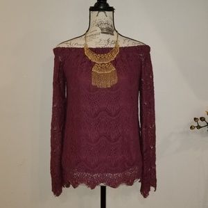 Womans off the shoulders laced blouse